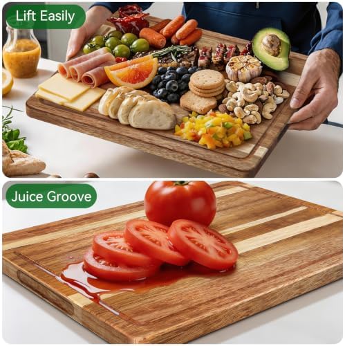 Acacia Wood Cutting Board Set of 3 – Non-Toxic & Pre-Oiled Cutting