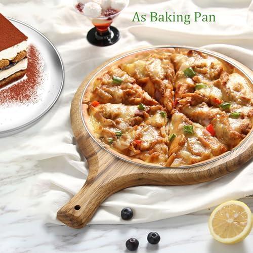 Pizza Pan Set of 2, Stainless Steel Pizza Tray for Oven, Round Pizza