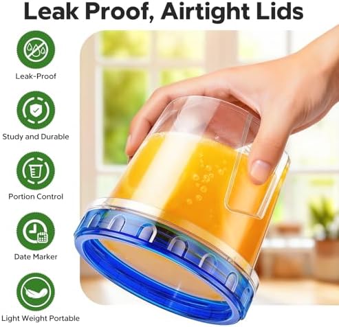 HOMETALL Freezer Storage Containers, [12 Pack-24 Oz] Airtight Plastic
