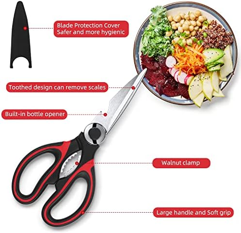 Heavy Duty Kitchen Scissors 2-Pack, Ultra Sharp Stainless Steel Meat