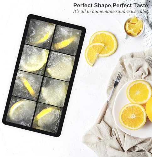 Bangp Large Ice Cube Tray for Whiskey,2 Pack,16 Slow-melting 2"Square
