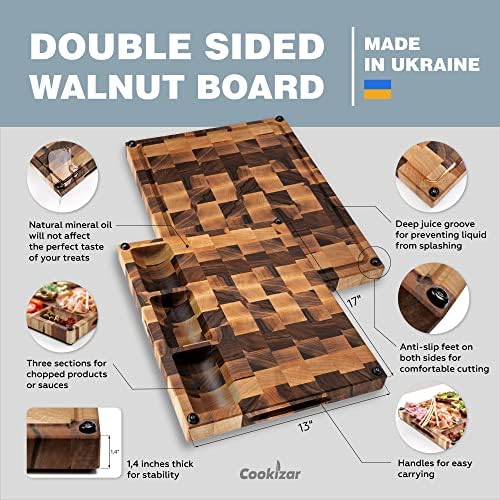 Walnut End Grain Cutting Board with Juice Groove
