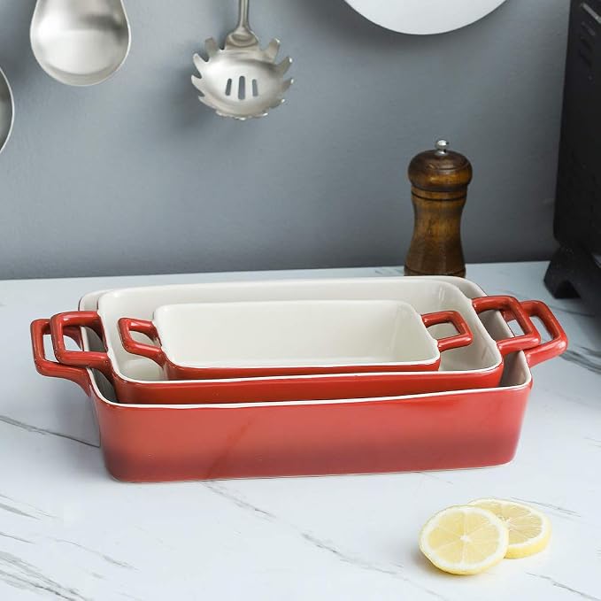 KOOV Bakeware Set, Ceramic Baking Dish, Rectangular Baking Pans Set, Casserole - Image 2