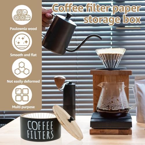 Coffee Filter Holder, Coffee Filter Storage Container with Lid, Large