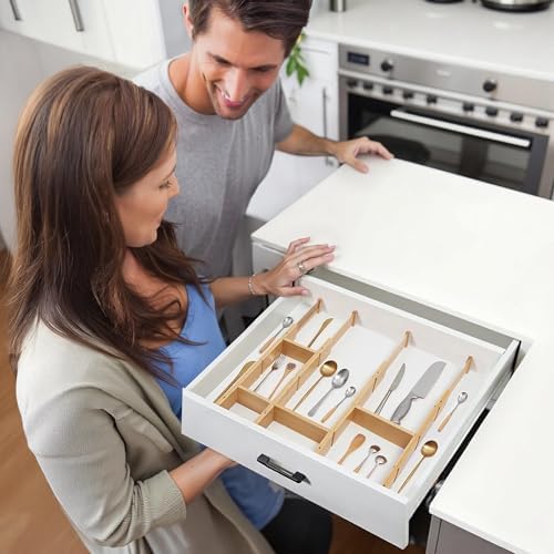 Adjustable Drawer Dividers Pack of 4 with Inserts, Set Kitchen Drawer