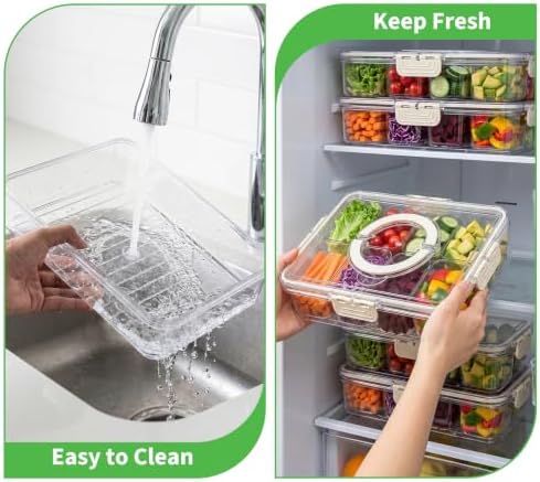 Salad Prep Containers for Fridge, Portable Salad Bar with 8