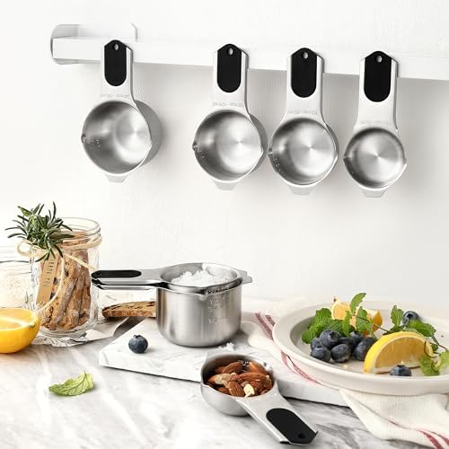 Spring Chef Stainless Steel Magnetic Measuring Cups, Set of 7, Black &