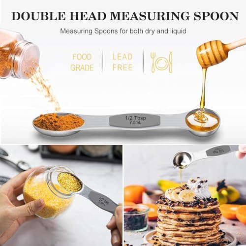 Measuring Cups and Magnetic Measuring Spoons Set, Wildone Stainless