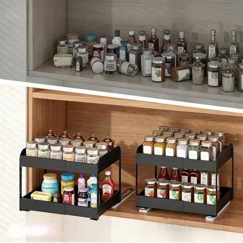 Across-Star Expandable Pull Out Drawers For Shallow Cabinets, 2-Tier