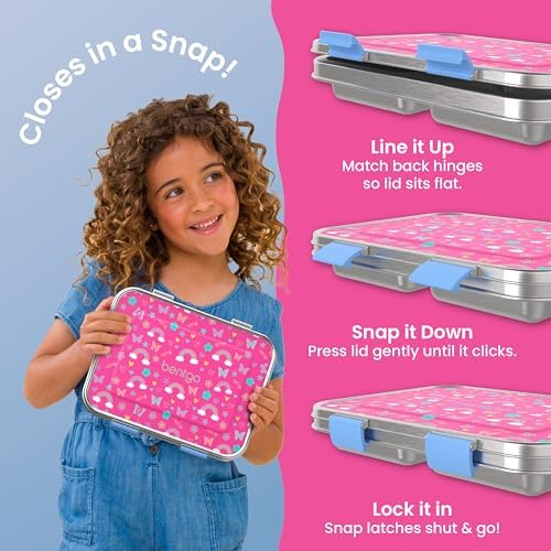 Bentgo Kids Prints Stainless Steel Leak-Resistant 3-Compartment Lunch