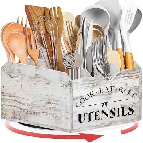 Extra-Large Kitchen Utensil Holder for Countertop-360° Rotating Base