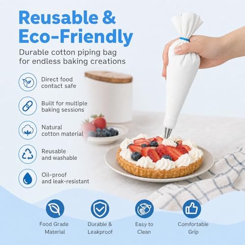 Reusable 16" Piping Bags and Tips Set
