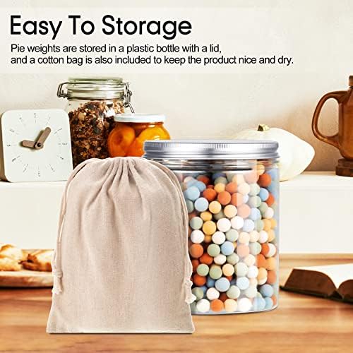 Patelai 1 Pcs 2 lb Pie Weights Ceramic, 50 Pcs Parchment Paper, Multi