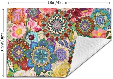 Boho Floral Placemats Set of 4, Colorful Dining Table Mats 12"x18"