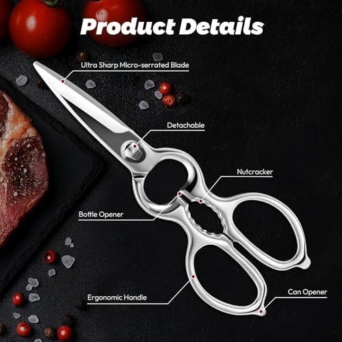 Detachable Kitchen Shears Full-Steel Forged Scissors Mirror-Polished