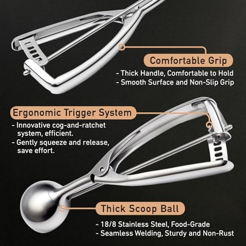Saebye Cookie Scoop Set, Cookie Scoops for Baking Set of 3, Cookie