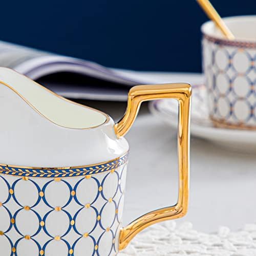 Bone China Cream & Sugar Set, White Gold