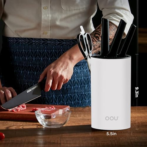 OOU Round Kitchen Knife Block Holder, White