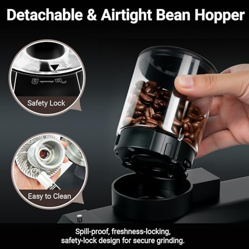 64mm Flat Burr Coffee Grinder, 35 Grind Settings
