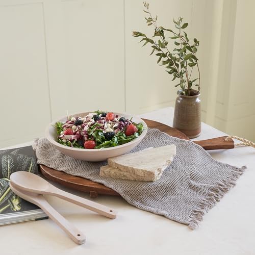 KIBAGA Extra Large Wooden Salad Bowl Set With Serving Utensils - A