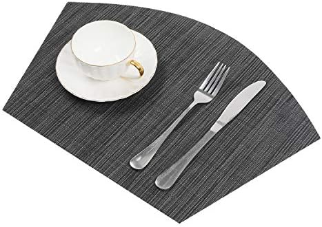 SHACOS Small Round Table Placemats Set of 5 Woven Vinyl Wedge