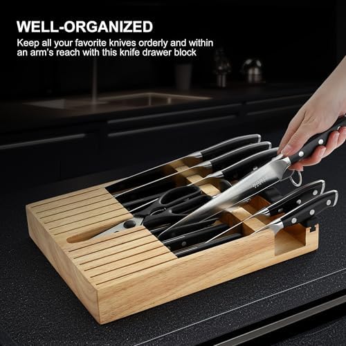 N NOBLE FAMILY 16Pcs Kitchen Knife Set with Block