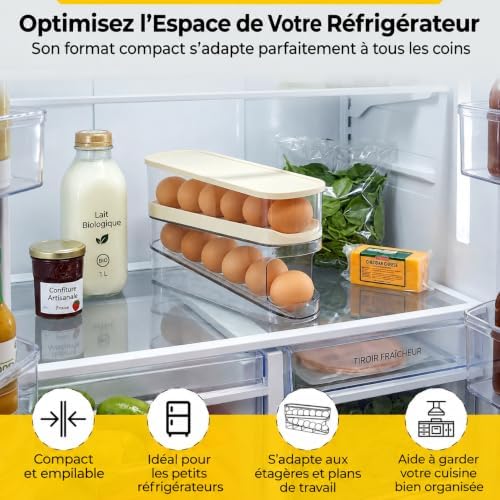 ALKAMI Egg Holder for Fridge, 12 Eggs, 2-Tier