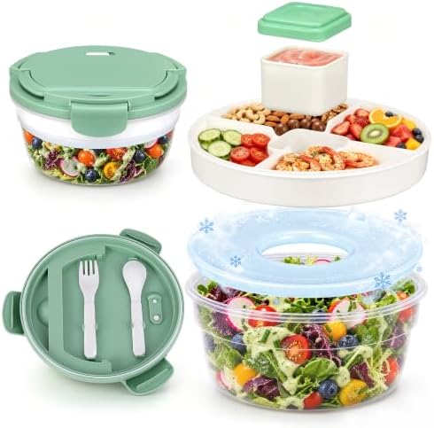 JSLOVE Salad Container for Lunch 58oz, Bento Box Adult with 4