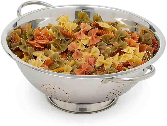 Metal Colander with Stainless Steel Finish by Home Basics, 7 QT | Large by HomeBasics