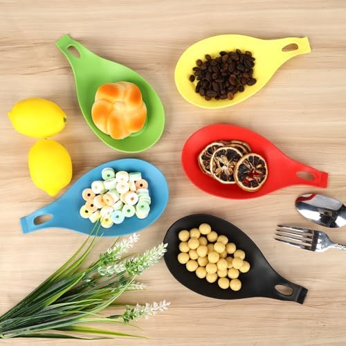 6 Pcs Heat-Resistant Silicone Spoon Rests for Kitchen Utensils, 6