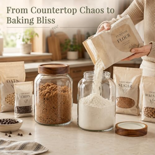 CONNOO 2Pcs-66oz Glass Storage Containers with Lids