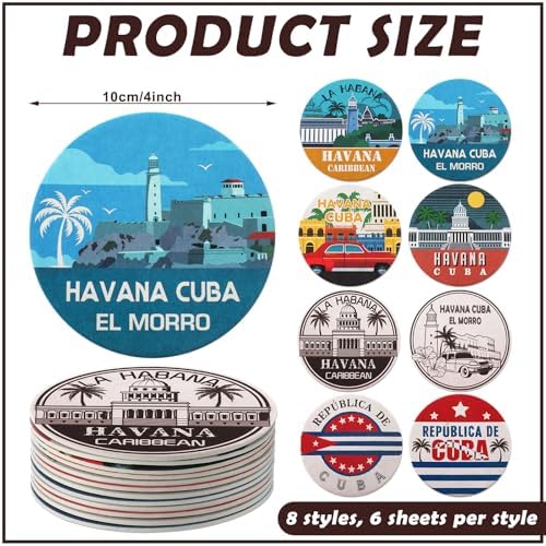 FoldTier Set of 48 Havana Print Disposable Paper Drink Coasters for