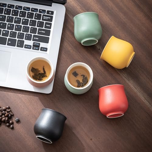 4-Oz Ceramic Espresso Cups Set - Multi-Color, Handle-Free Design for