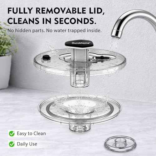 Ourokhome 6.3 QT Salad Spinner with Fully Removable Lid, Large Lettuce Dryer with One-Hand Press Pump, Instant Stop Brake Button and Retractable Handle, Vegetable Washer & Spinner for Greens and Herbs