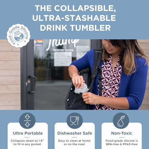 HYDAWAY Collapsible Insulated Tumbler 16oz, Reusable Coffee Cup with