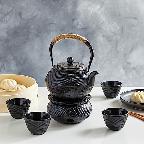 Juvale Tea Kettle Stovetop Japanese Cast Iron Tetsubin - 40 oz, Black