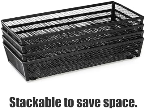 Elsjoy 4 Pack 12 Inch Mesh Flatware Trays for Kitchen Drawers, Metal