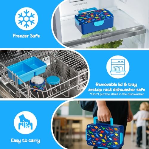 Bento Lunch Box for Kids–3 Compartment Leak Proof Insulated Lunch