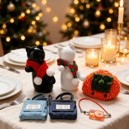 Cat Salt and Pepper Shakers, Set of 2, White and Black