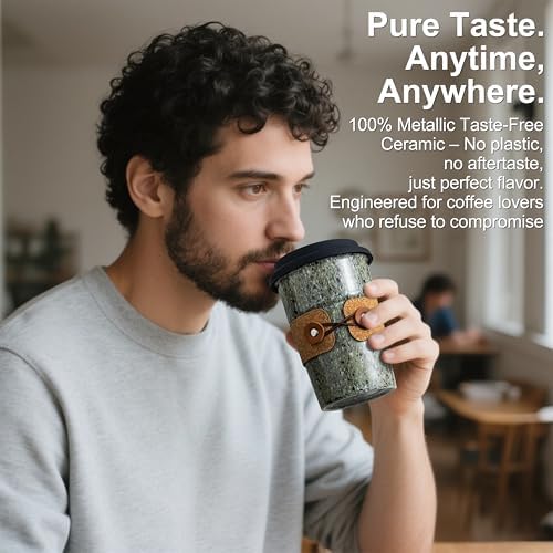 Ceramic Coffee Travel Mug Tea Cups with Lids, Travel Coffee Tumbler