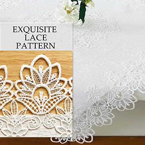 Lace Tablecloth Fabric Washable Off White 60x120inch