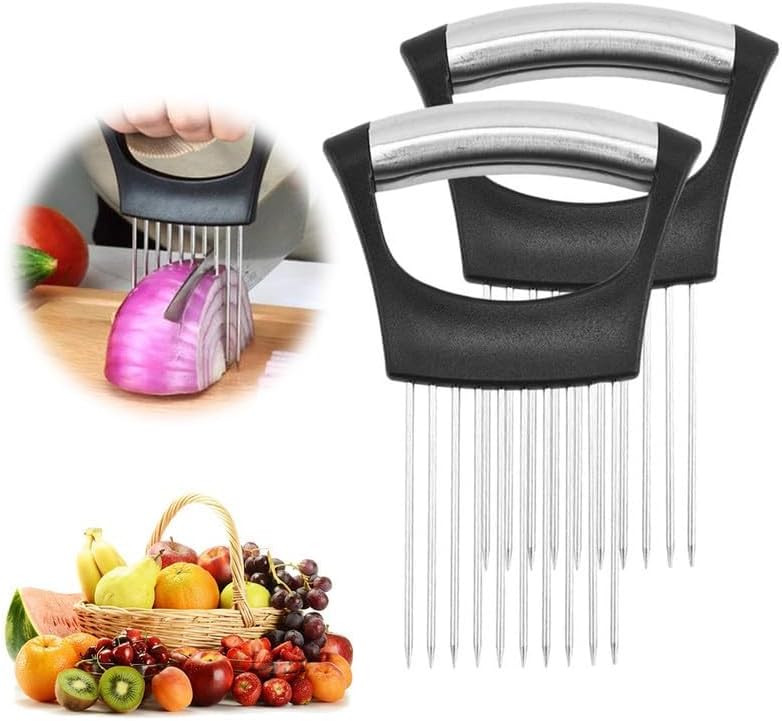 Onion Holder for Slicing, Stainless Steel Slicer Onion Cutter for