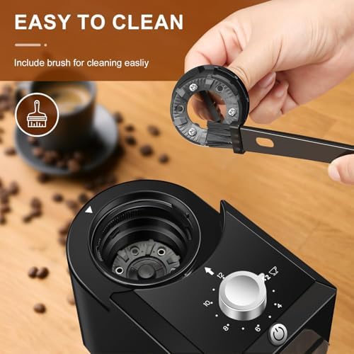 Flat Electric Burr Coffee Grinder, White, 28 Settings