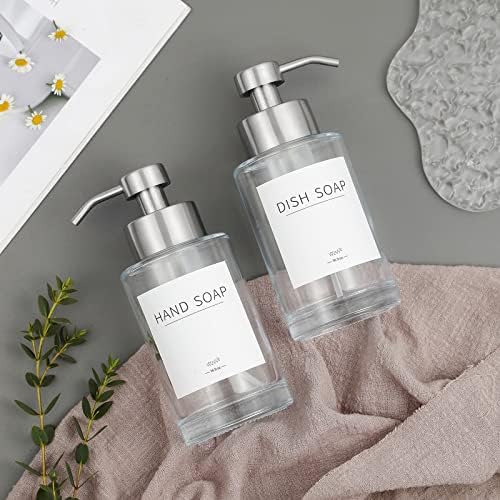 Foaming Soap Dispenser Set, 12 Oz Glass Hand Soap Dispenser with 304