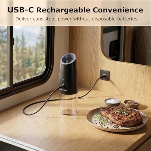 Bonsenkitchen Gravity Electric Salt and Pepper Grinder Set