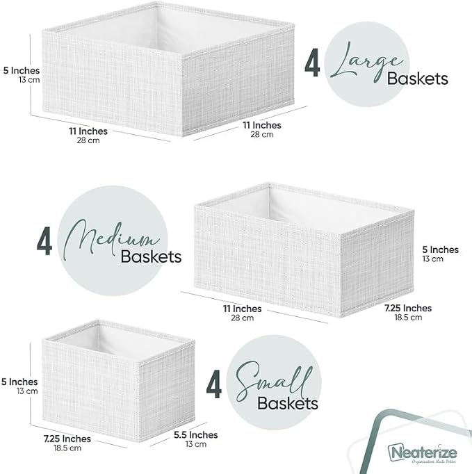 Drawer Organizer Clothes Set of 12 White-Grey - Image 2