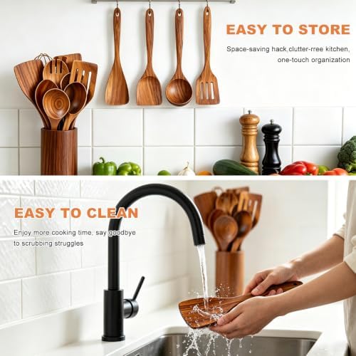 13 Pcs Teak Wood Cooking Utensil Set