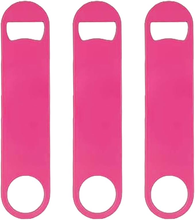 3 Pcs Pink Stainless Steel Heavy Duty Flat Bottle Openers, 7 Inch Solid Beer by Unknown