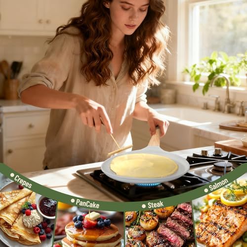 AOSION 11 Inch Nonstick Crepe Pan, Ceramic Coated Pancake Pan, Gray