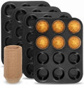 4 Pcs Muffin Pan for Baking, 12 Cup Nonstick Carbon Steel Cupcake Pan
